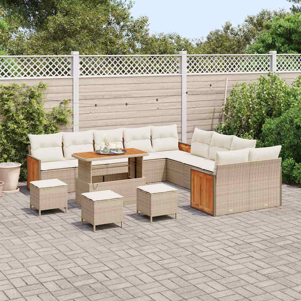 Garten-Sofa-Set 14 pcs Beige und Creme 110 x 55 x 71 cm